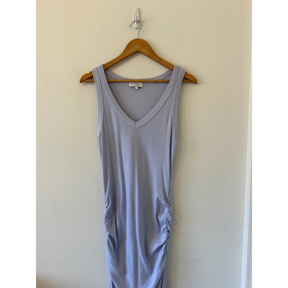 Michael Stars Esme Ribbed V-Neck Cotton Midi Dress | Size Large - Picture 2 of 9